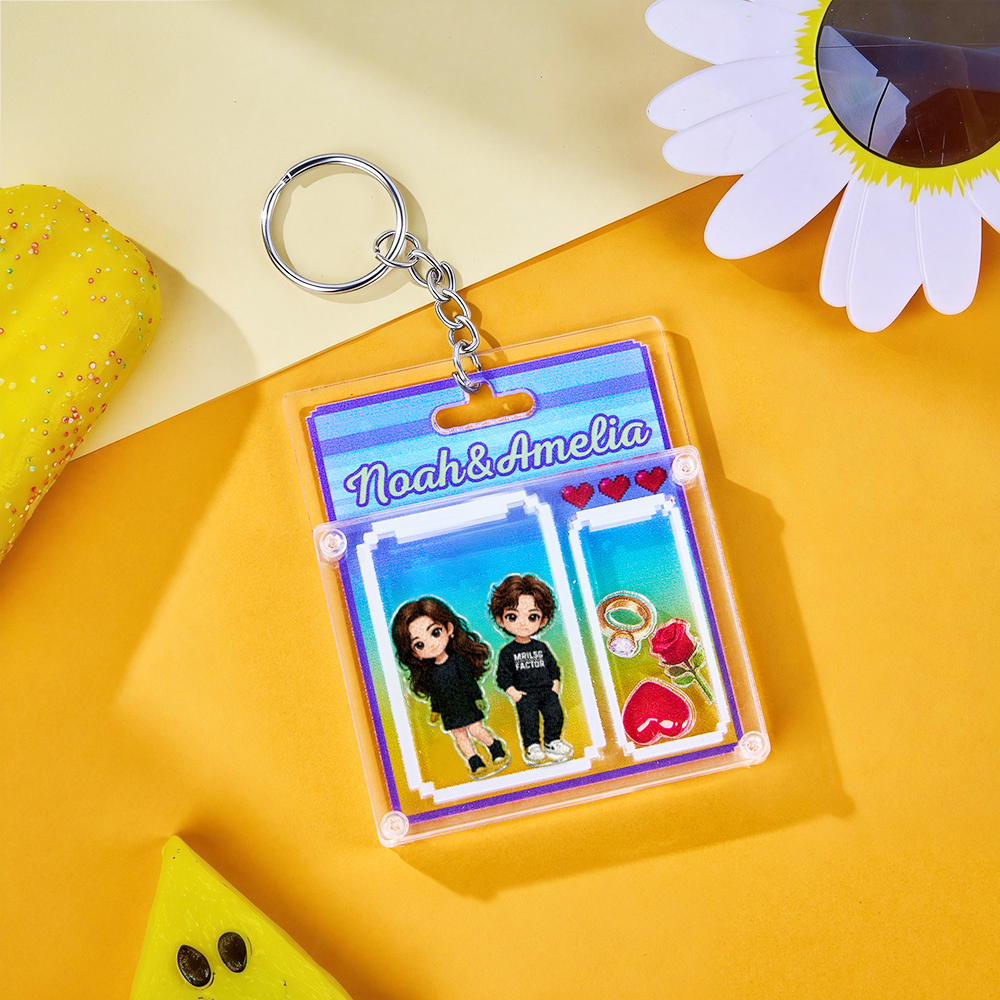 Personalisierter 3d-cartoon-schlüsselanhänger Aus Acryl Mit Fotomotiv – Einzigartiges Erinnerungsstück, Geschenk Für Paare Zum Valentinstag - FotoSocken