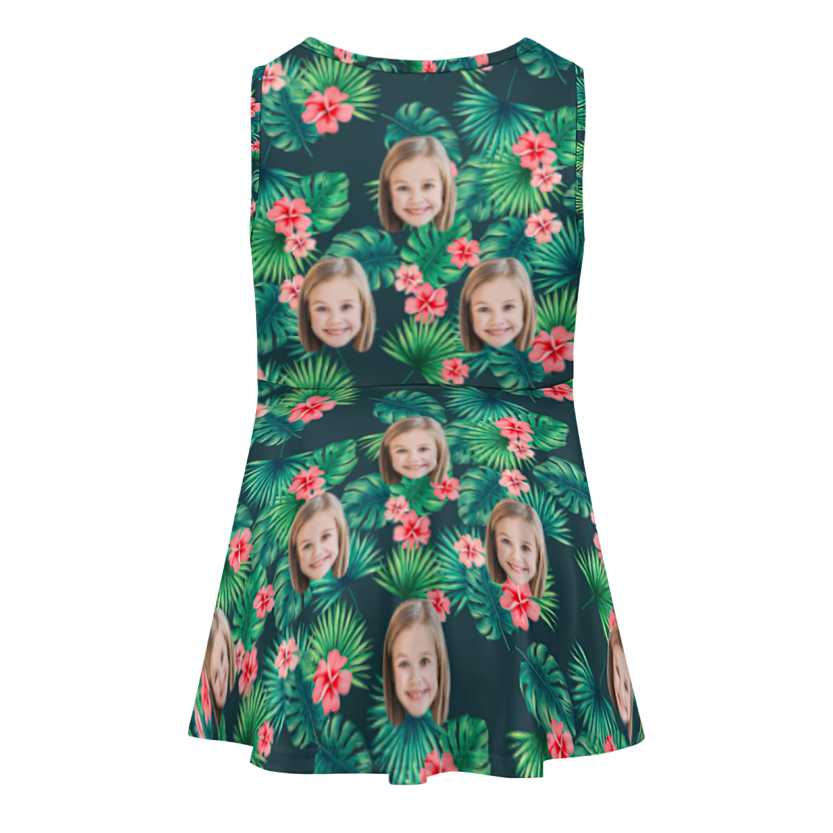 Benutzerdefiniertes Gesichtskleid, Personalisierte Sommer-hawaiian-mädchenkleider Mit Roten Blumen -