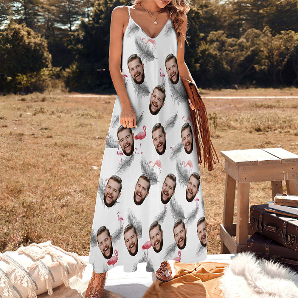 Custom Face Couple Matching Outfits Feather Beach Wear Set -
