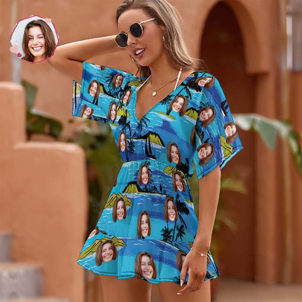 Custom Face Beach Wrap Im Hawaii-stil Vice City Large Leaves Cover Ups - 