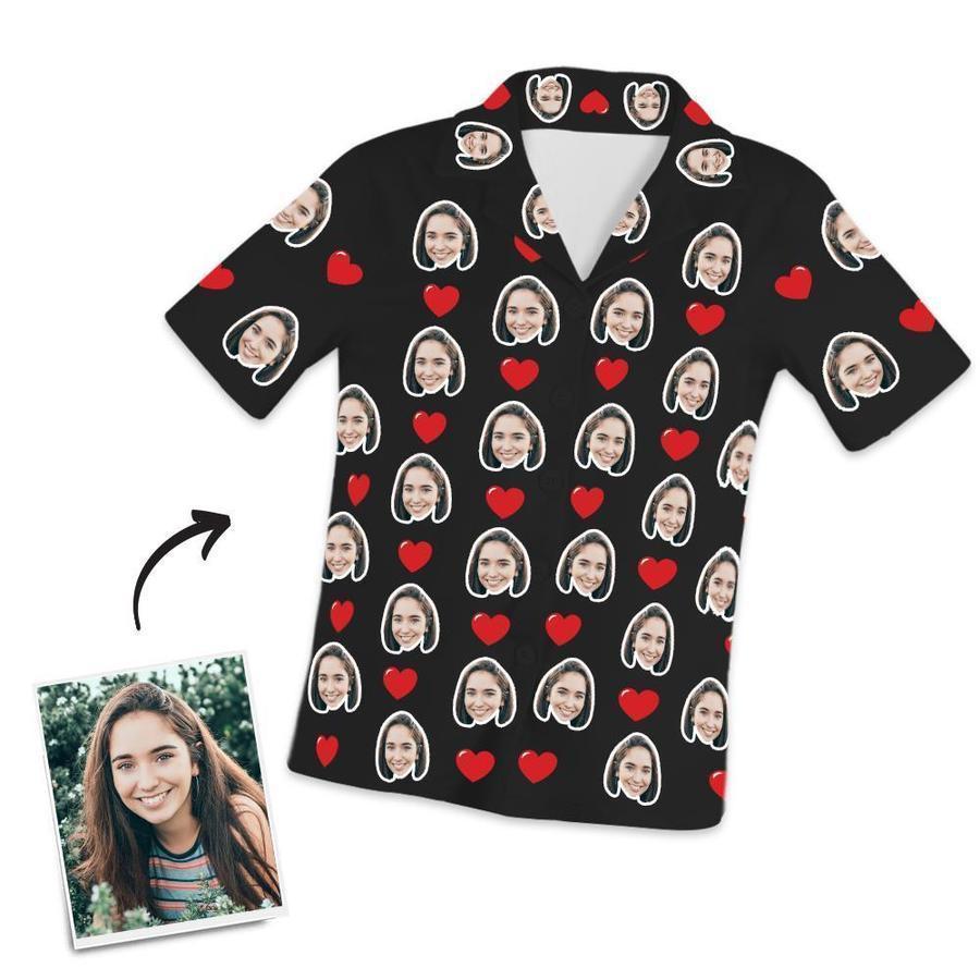 Kundenspezifische Foto Kurzarm Pyjamas Herzen Pyjamas