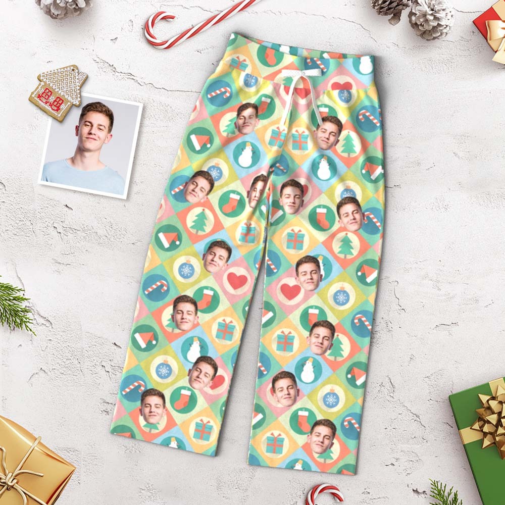 Benutzerdefinierte Gesichtshose Für Damen, Lockere Pyjamahose Mit Weitem Bein, Weihnachtsgeschenke Für Frauen -