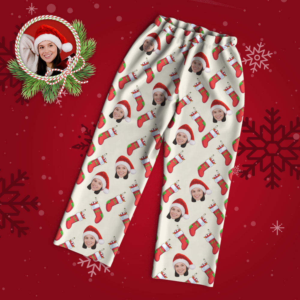 Benutzerdefinierter Gesichts-pyjama, Personalisierter Foto-pyjama, Weihnachtssocken, Weihnachtsgeschenke Für Die Familie -
