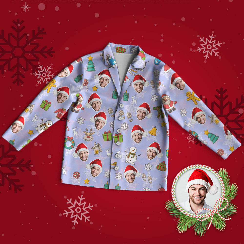 Benutzerdefinierter Gesichts-pyjama, Personalisierter Lila Foto-pyjama, Weihnachtsgeschenke Für Die Familie - 