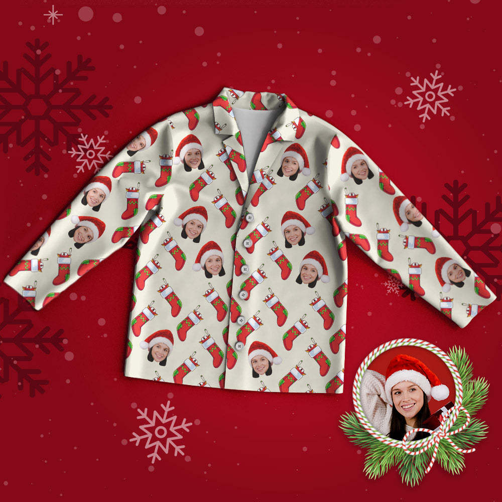 Benutzerdefinierter Gesichts-pyjama, Personalisierter Foto-pyjama, Weihnachtssocken, Weihnachtsgeschenke Für Die Familie -