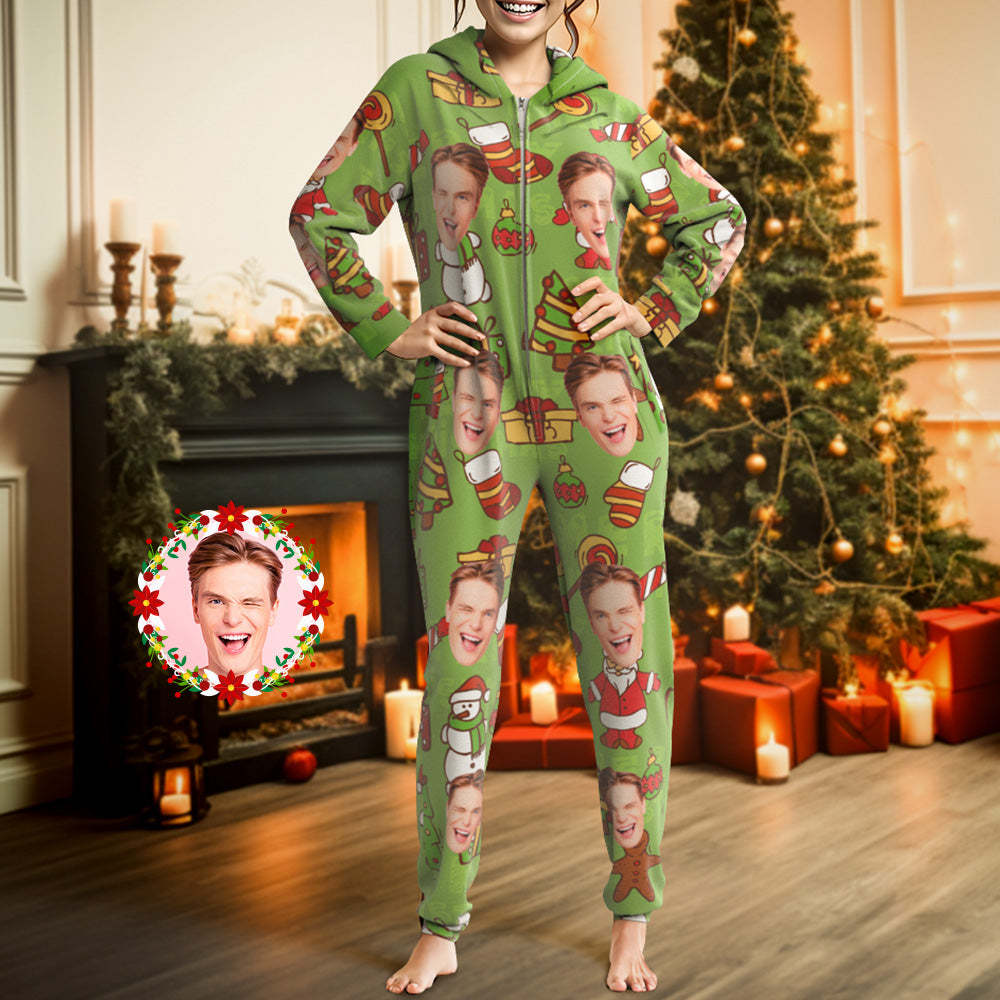 Onesies Grüner Weihnachtspyjama Einteiliger Schlafanzug Familienpyjama Weihnachtsgeschenk - 