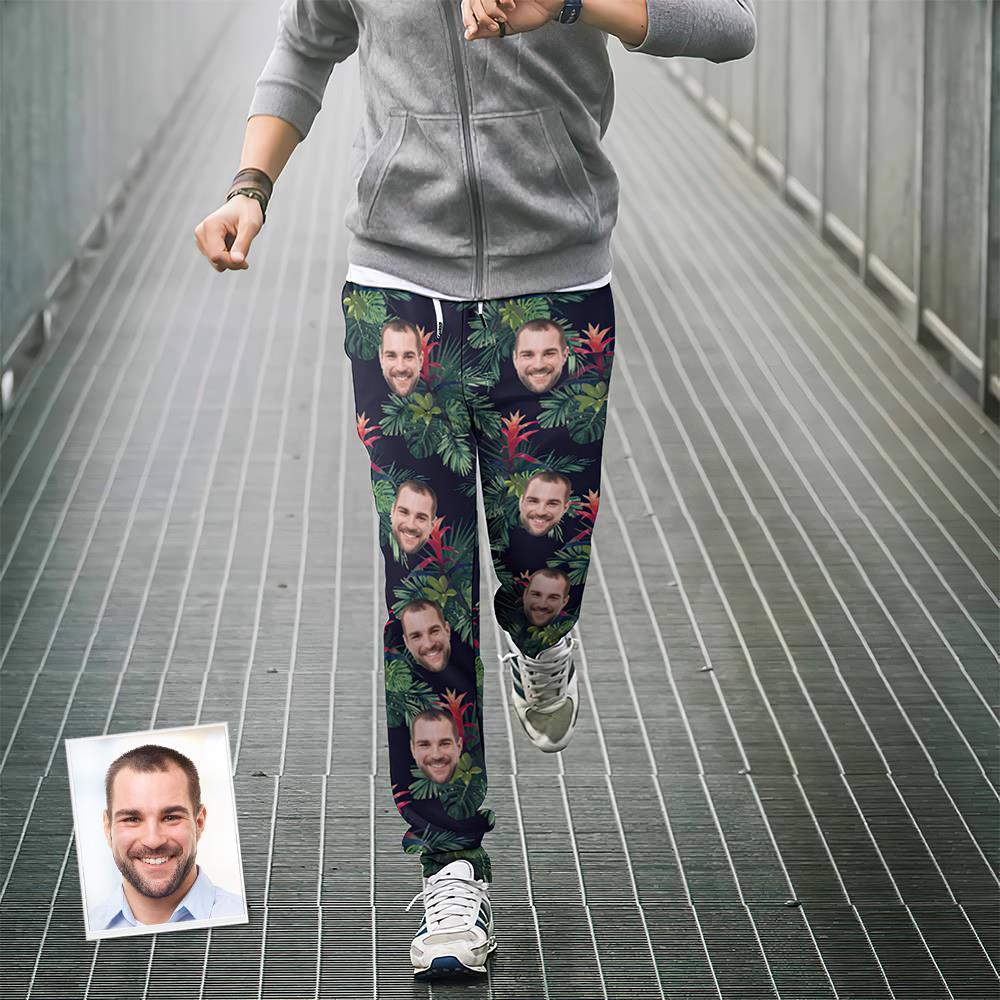 Benutzerdefiniertes Gesicht Jogginghose Personalisierte Blätter Design Unisex Jogger - Geschenk Für Liebhaber -