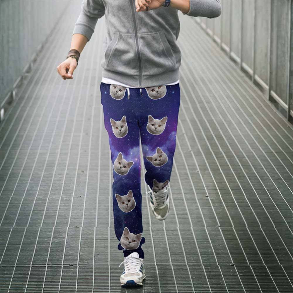 Benutzerdefinierte Katze Gesicht Jogginghose Unisex Jogger Universum Stil -