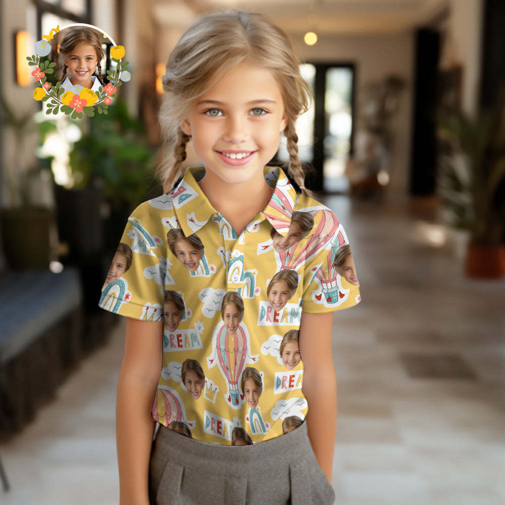 Poloshirts Für Kinder Mit Individuellem Gesicht, Personalisiertes Fotoshirt, Bunte Träume - 