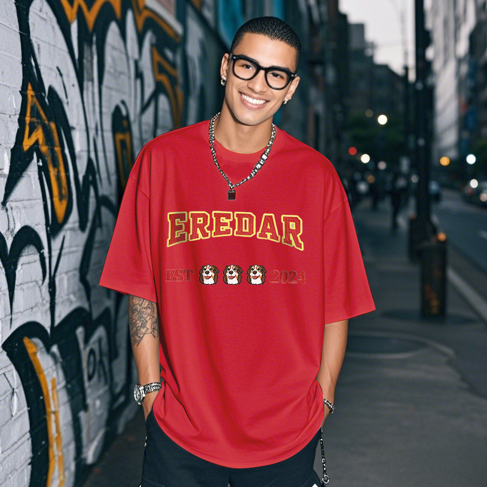 Personalisiertes Foto-vintage-t-shirt, Personalisiertes Foto-namen-haustier-stick-t-shirt Für Haustierliebhaber - FotoSocken