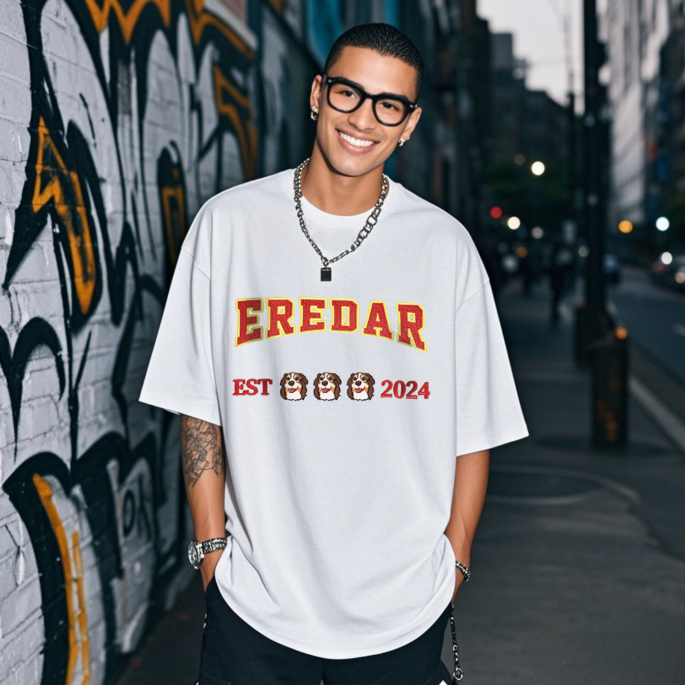 Personalisiertes Foto-vintage-t-shirt, Personalisiertes Foto-namen-haustier-stick-t-shirt Für Haustierliebhaber - FotoSocken