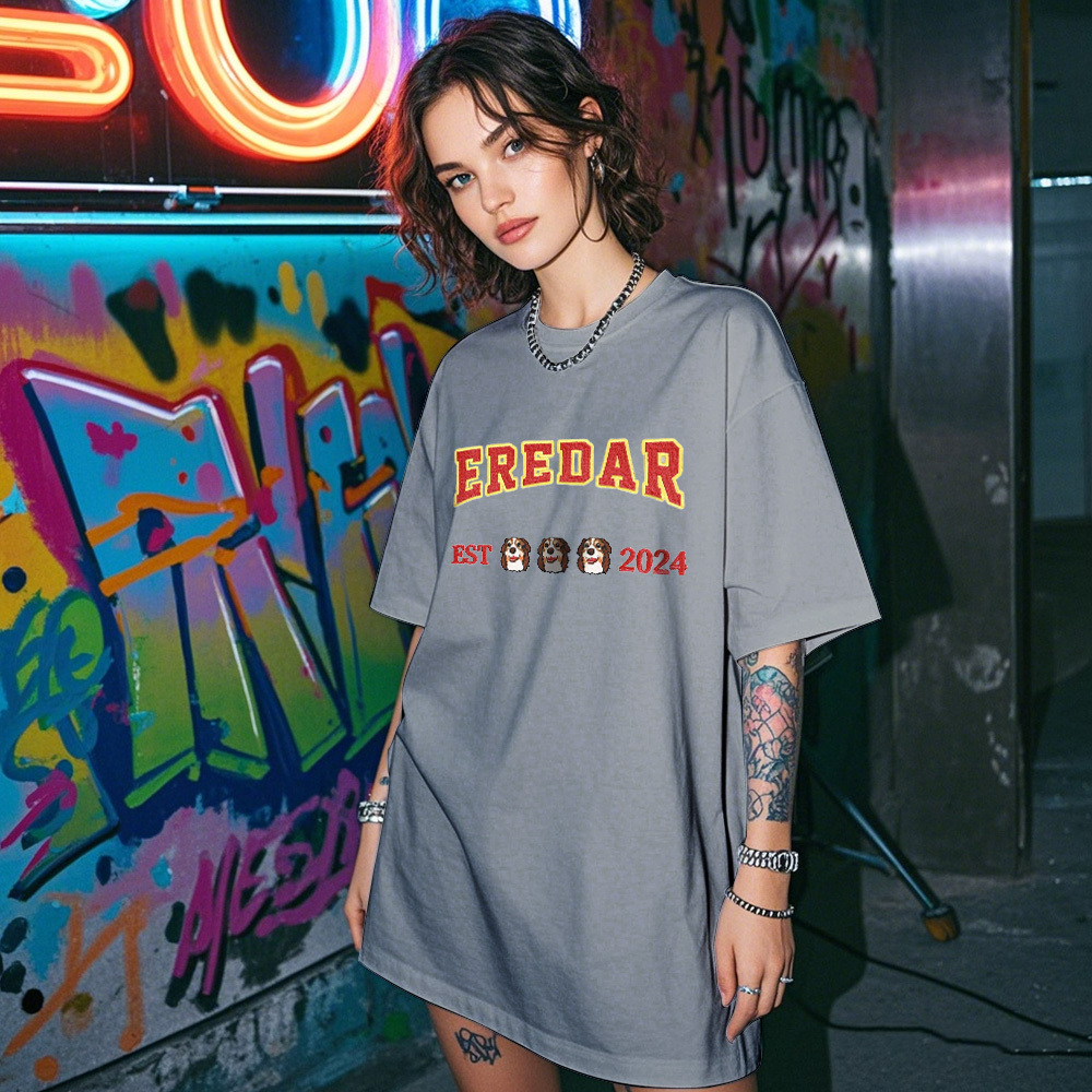 Personalisiertes Foto-vintage-t-shirt, Personalisiertes Foto-namen-haustier-stick-t-shirt Für Haustierliebhaber - FotoSocken