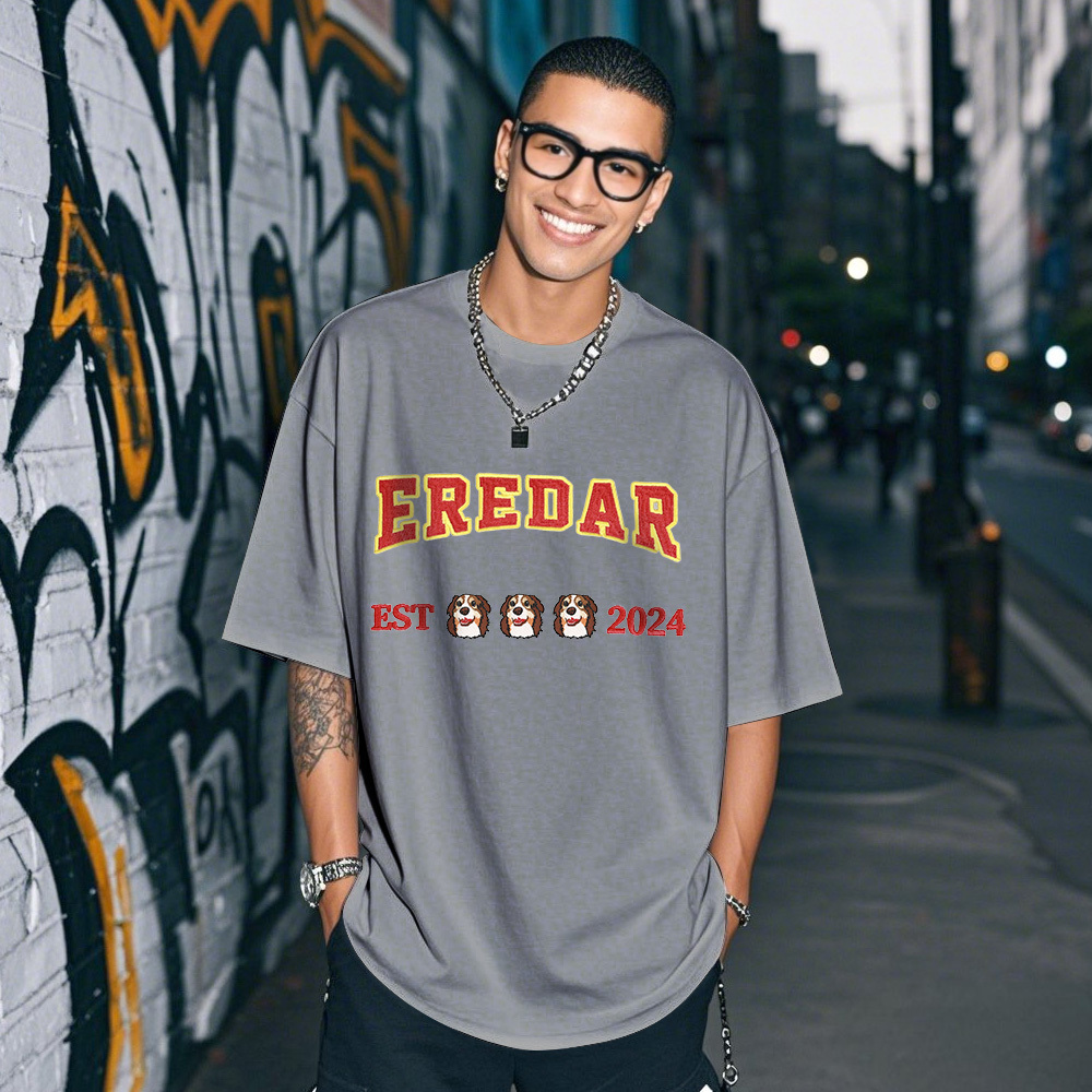 Personalisiertes Foto-vintage-t-shirt, Personalisiertes Foto-namen-haustier-stick-t-shirt Für Haustierliebhaber - FotoSocken