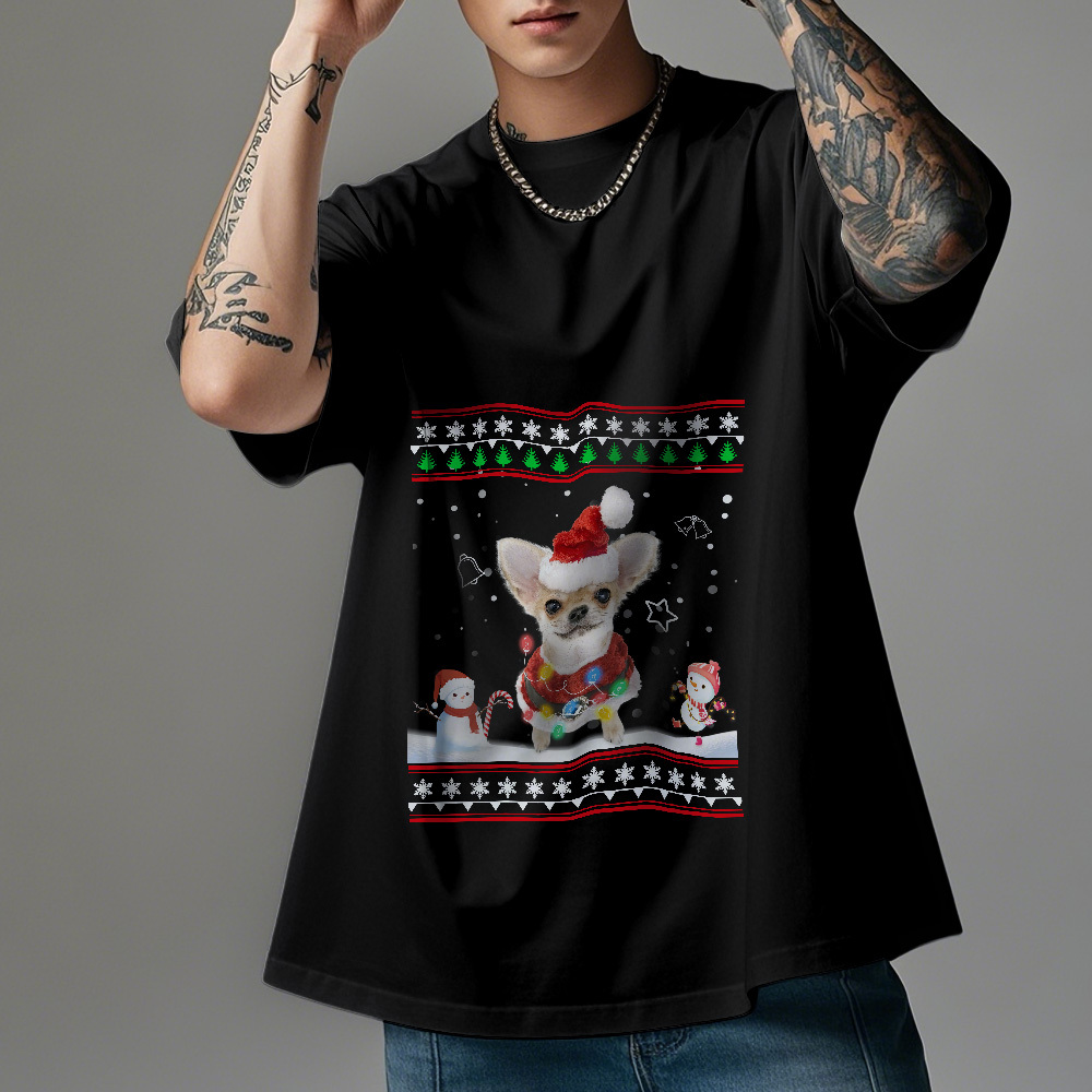 Personalisierte Foto-vintage-t-shirts, Weihnachtsthema-t-shirt, Laternen-vintage-t-shirt - FotoSocken