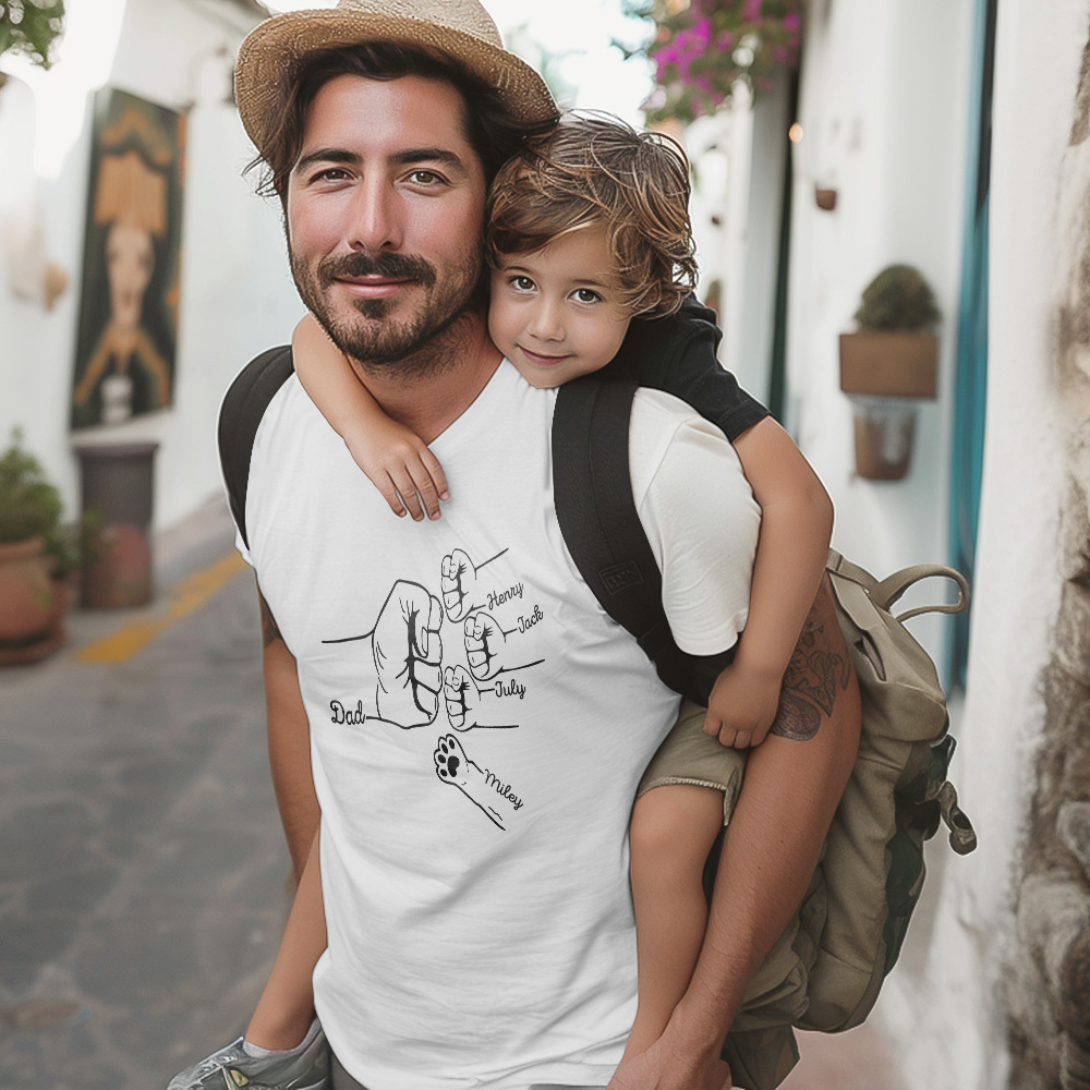 Personalisiertes T-shirt, Personalisiertes T-shirt, Vatertagsgeschenk, Familien-t-shirt - FotoSocken
