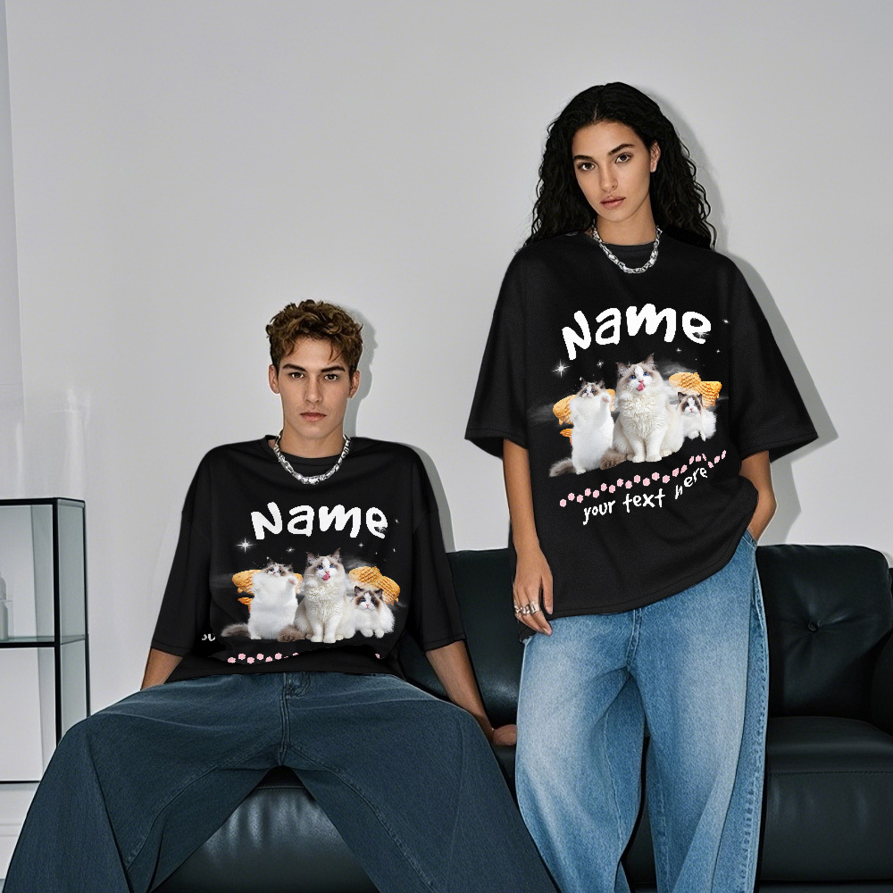 Benutzerdefinierte Foto Vintage Retro Katze T-shirt Personalisierte Süße Katze Foto T-shirt Geschenk-idee - FotoSocken