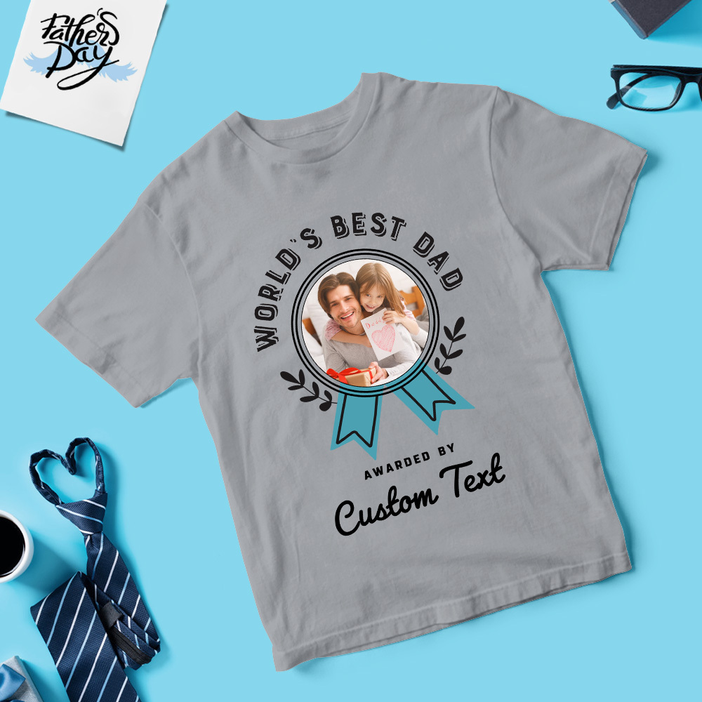Personalisiertes Fotoshirt Mit Namen, Personalisiertes Papa-shirt, Super-papa-shirt, Vatertagsshirt, Geschenk Für Vater - FotoSocken