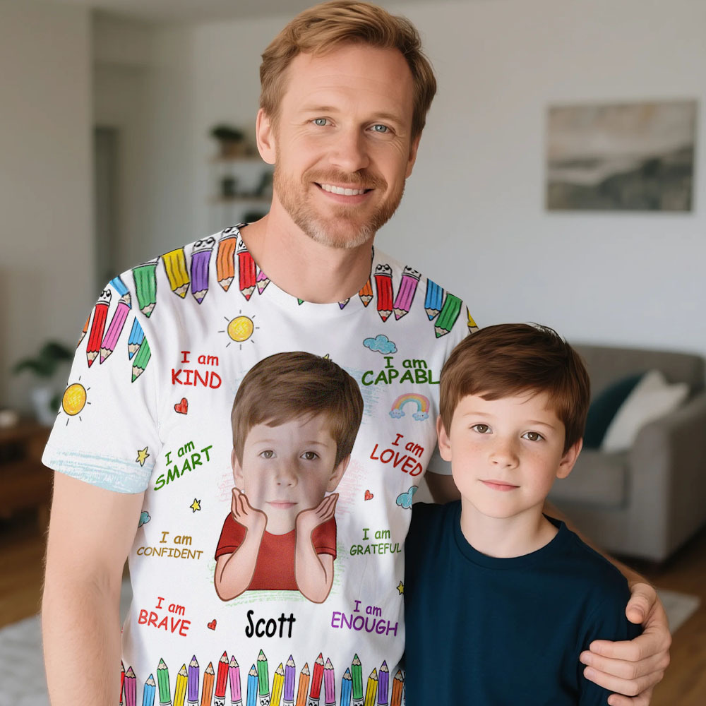 Personalisiertes Papa-shirt, Vatertags-shirt, Benutzerdefiniertes Vatertags-shirt, Super-papa-shirt, Geschenk - FotoSocken