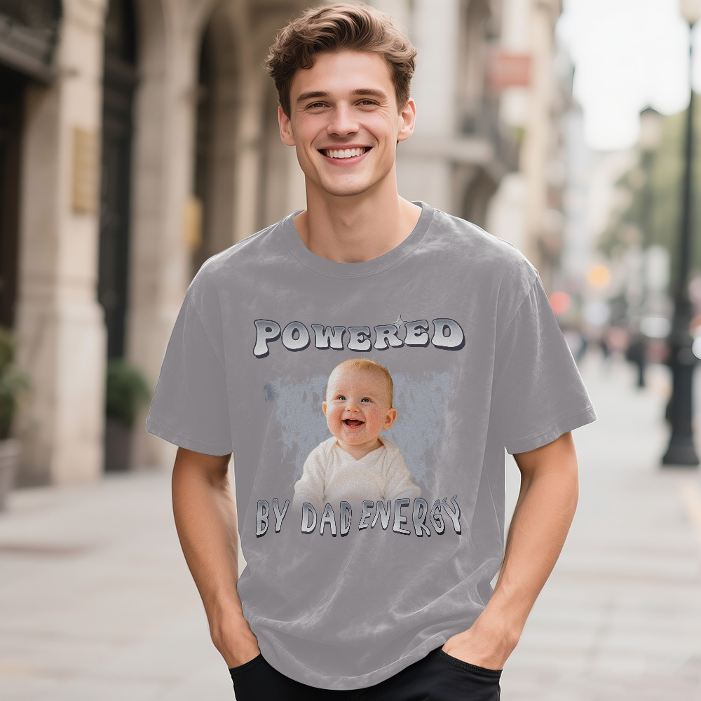 Personalisiertes Lustiges Kinder-t-shirt Mit Foto Und Text Für Papa, Personalisiertes Vintage-t-shirt, Retro-gewaschener 90er-jahre-stil, Vatertagsgeschenk - FotoSocken