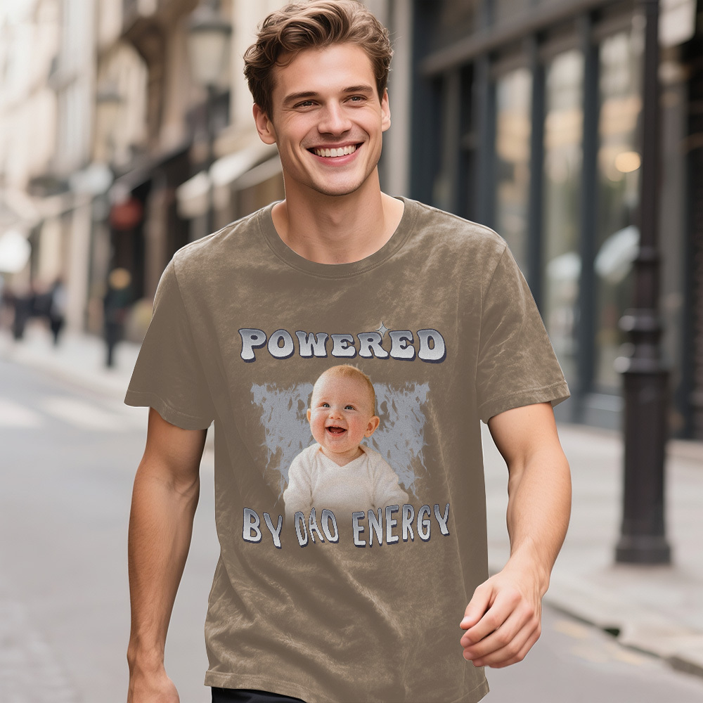 Personalisiertes Lustiges Kinder-t-shirt Mit Foto Und Text Für Papa, Personalisiertes Vintage-t-shirt, Retro-gewaschener 90er-jahre-stil, Vatertagsgeschenk - FotoSocken