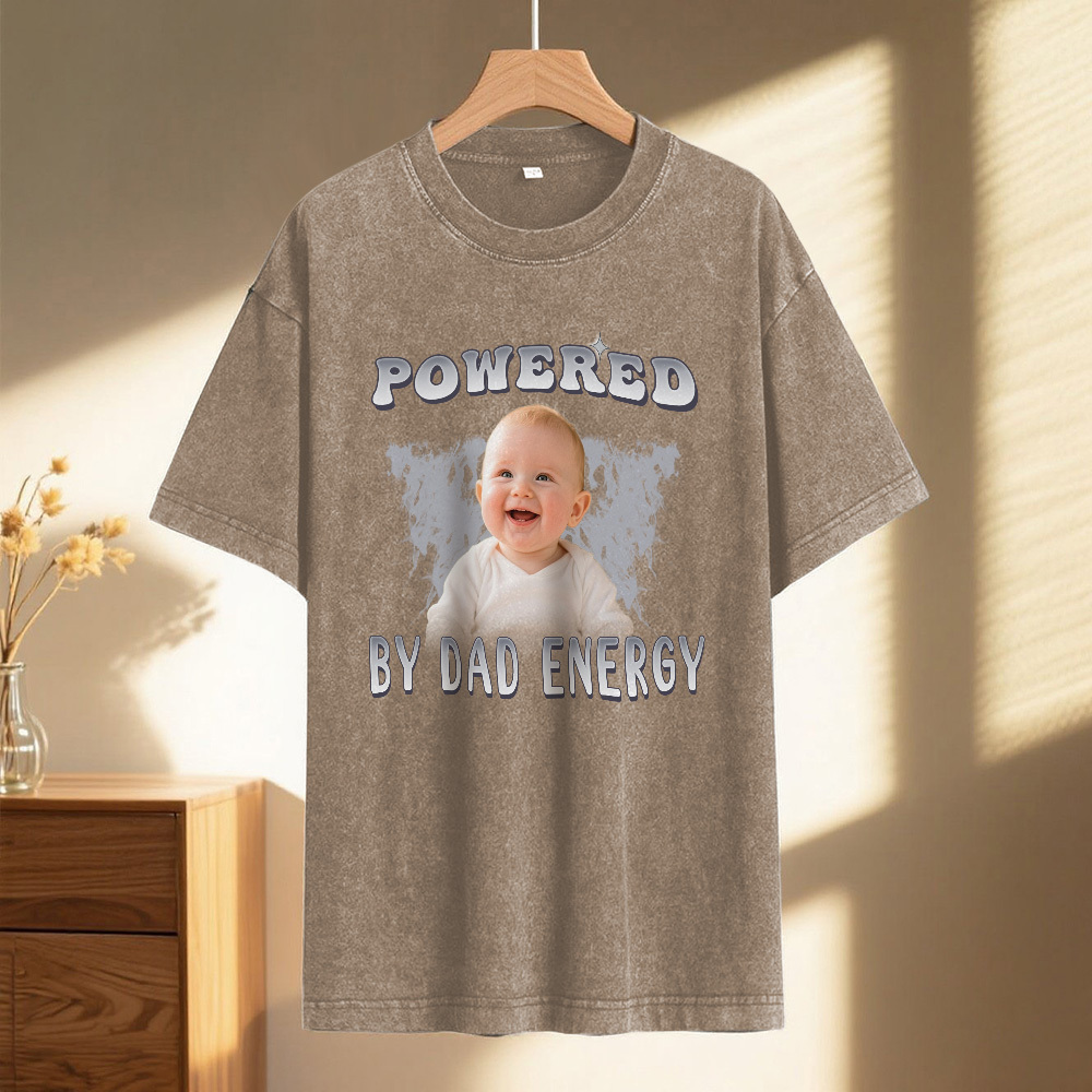 Personalisiertes Lustiges Kinder-t-shirt Mit Foto Und Text Für Papa, Personalisiertes Vintage-t-shirt, Retro-gewaschener 90er-jahre-stil, Vatertagsgeschenk - FotoSocken