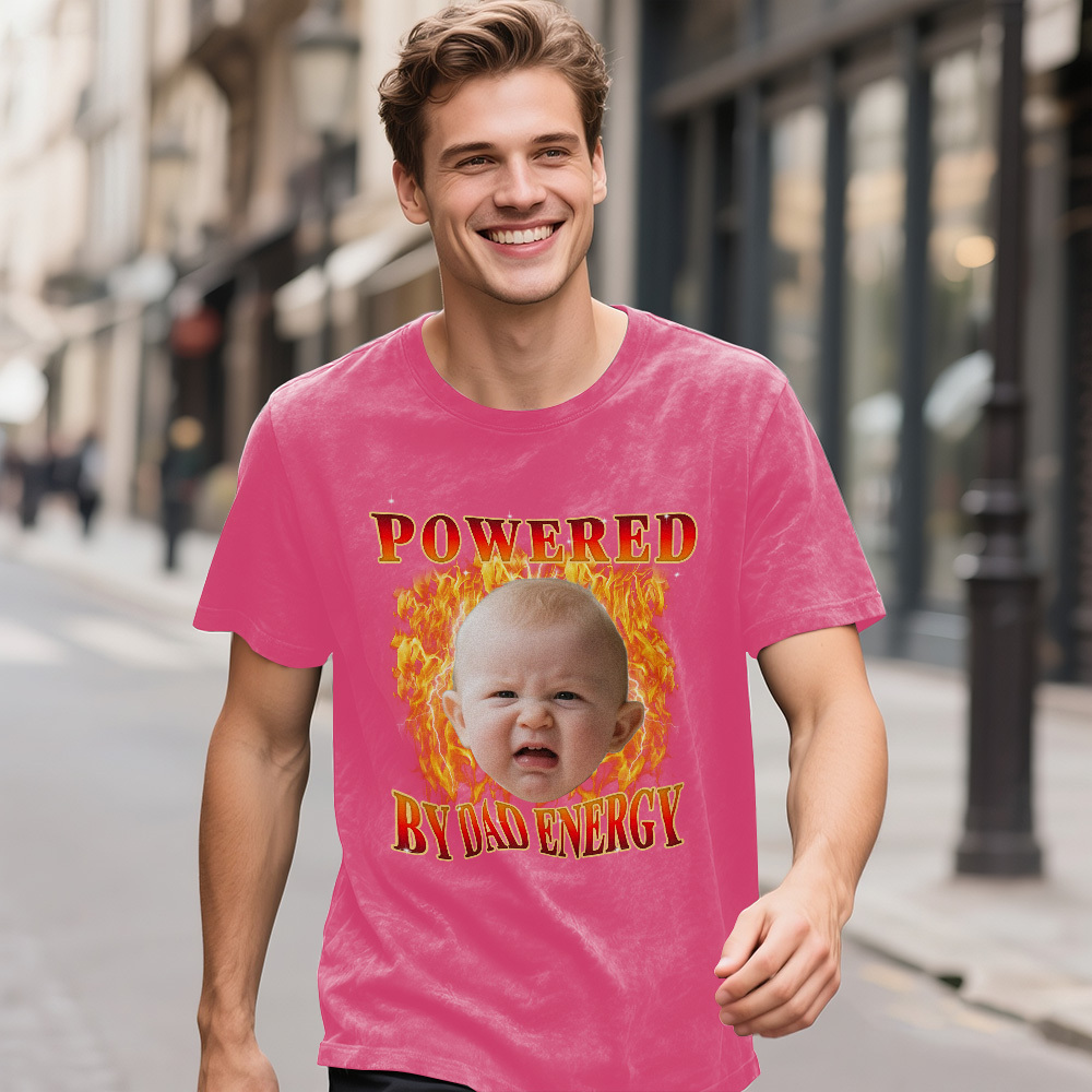 Personalisiertes Lustiges Kinder-t-shirt Mit Foto Und Text Für Papa, Personalisiertes Vintage-t-shirt, Retro-gewaschener 90er-jahre-stil, Vatertagsgeschenk - FotoSocken