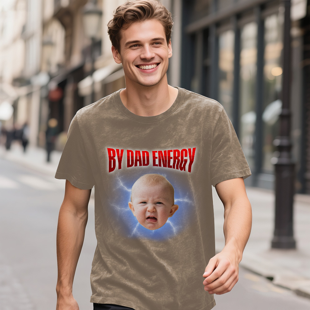 Personalisiertes Lustiges Kinder-t-shirt Mit Foto Und Text Für Papa, Personalisiertes Vintage-t-shirt, Retro-gewaschener 90er-jahre-stil, Vatertagsgeschenk - FotoSocken