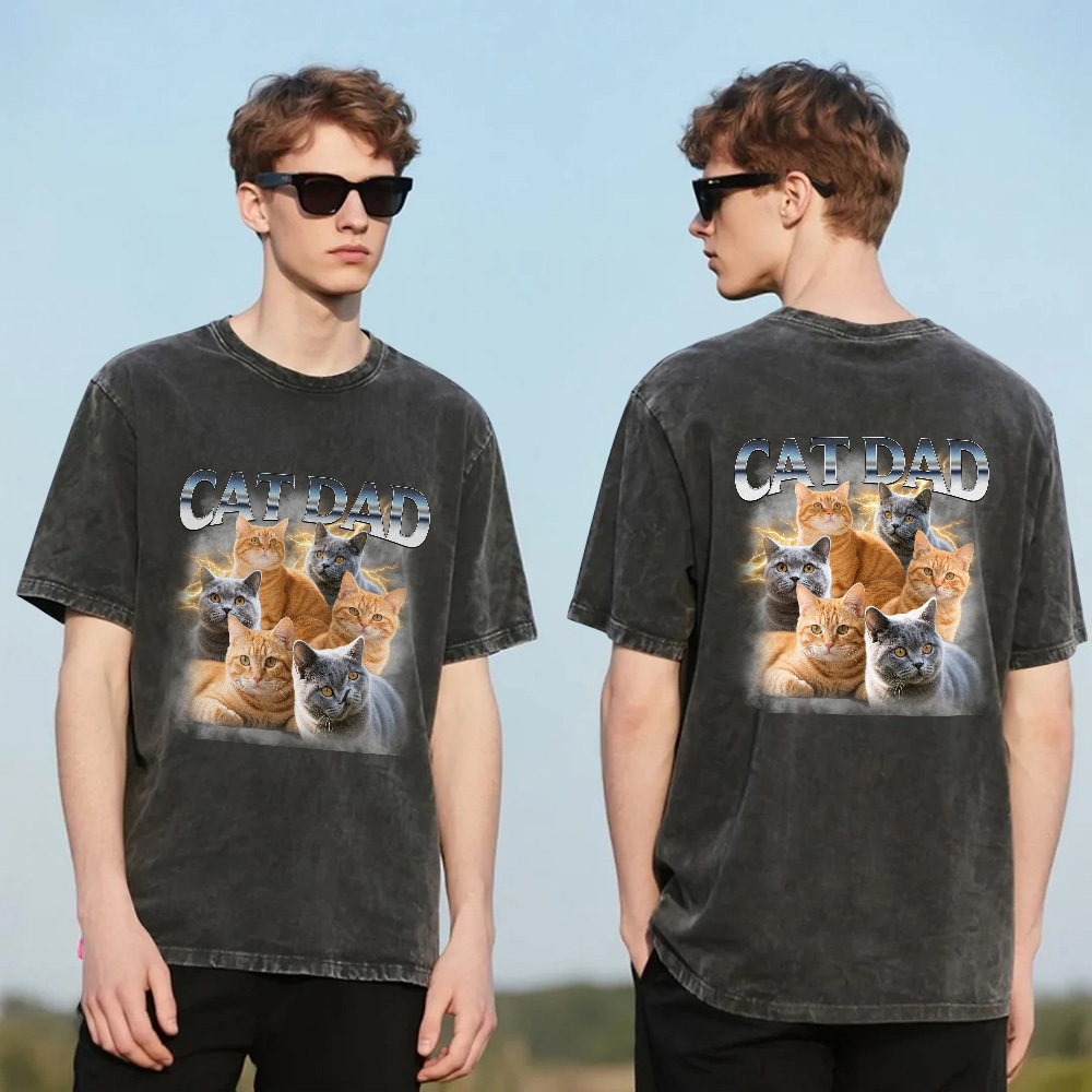 Benutzerdefinierte Retro Foto T-shirt Für Papa Personalisierte Text Bild Shirt Vintage-stil Vatertagsgeschenk - FotoSocken