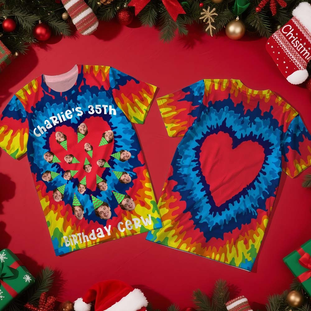 Personalisiertes T-shirt Mit Gesichtsaufdruck, Geburtstagshut, Individuelles Geburtstags- Oder Weihnachtsgeschenk Für Familie Und Freunde - FotoSocken