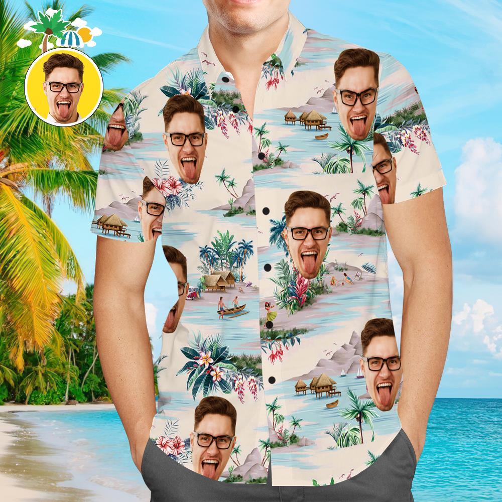 Benutzerdefinierte Hawaii-hemden Berge Und Flüsse Online-vorschau Aloha Beach Shirt Für Männer - 