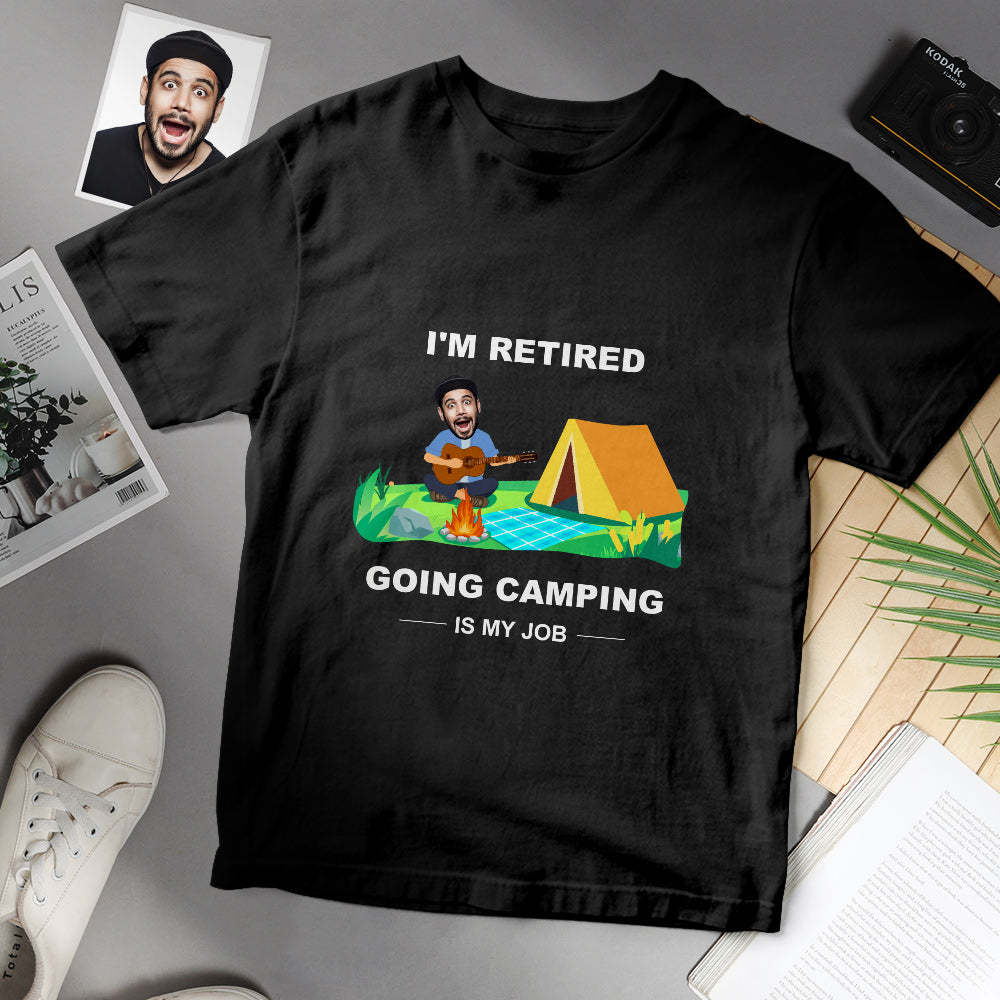 Benutzerdefiniertes Gesicht T-shirt Personalisiertes Gesicht Lässige Szene Lustiges Ruhestands-t-shirt Geschenk Für Rentner -