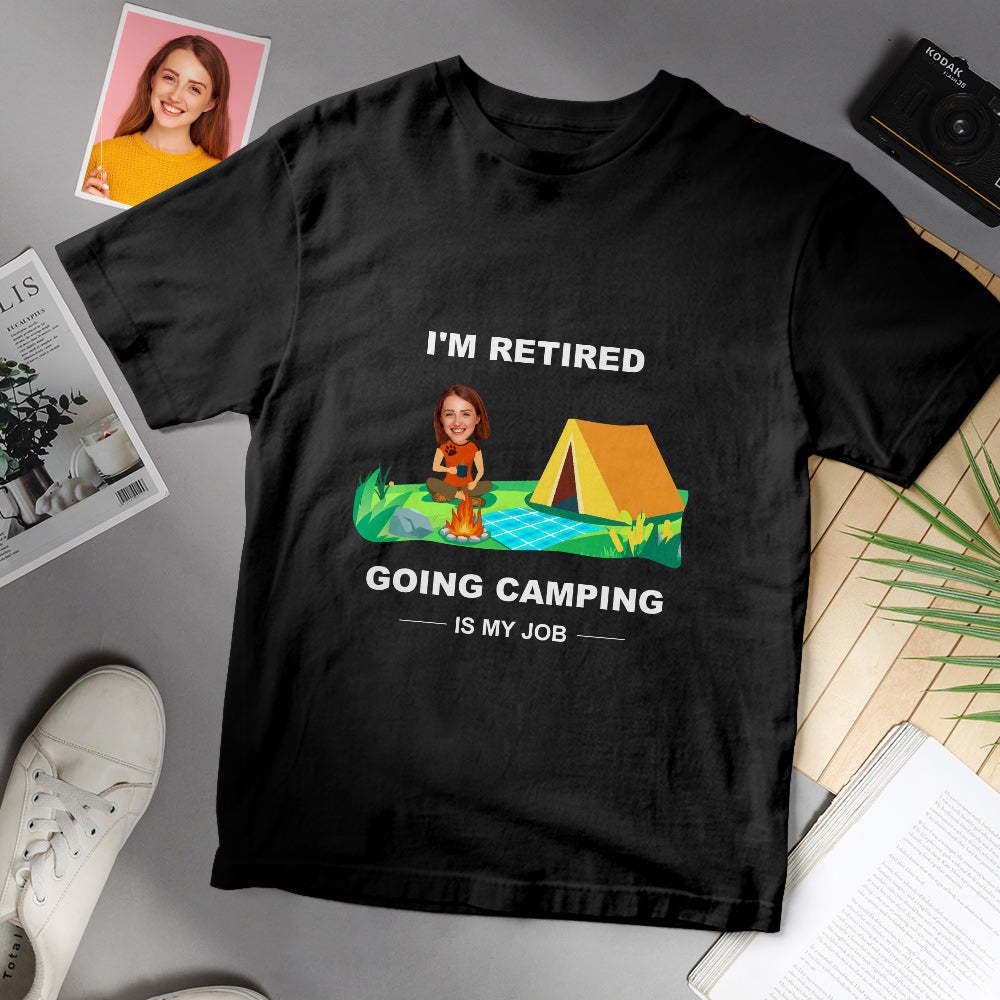 Benutzerdefiniertes Gesicht T-shirt Personalisiertes Gesicht Lässige Szene Lustiges Ruhestands-t-shirt Geschenk Für Rentner -