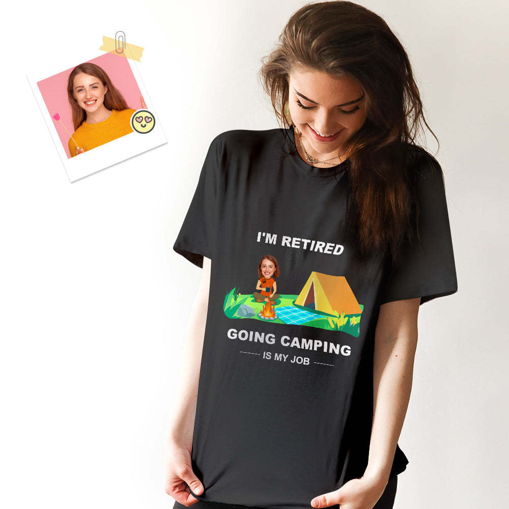 Benutzerdefiniertes Gesicht T-shirt Personalisiertes Gesicht Lässige Szene Lustiges Ruhestands-t-shirt Geschenk Für Rentner -