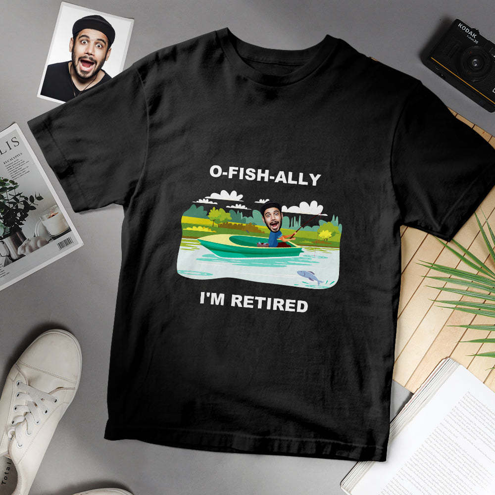 Benutzerdefiniertes Gesicht T-shirt Personalisiertes Gesicht Lässige Szene Lustiges Ruhestands-t-shirt Geschenk Für Rentner -