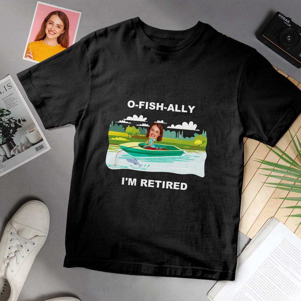 Benutzerdefiniertes Gesicht T-shirt Personalisiertes Gesicht Lässige Szene Lustiges Ruhestands-t-shirt Geschenk Für Rentner -