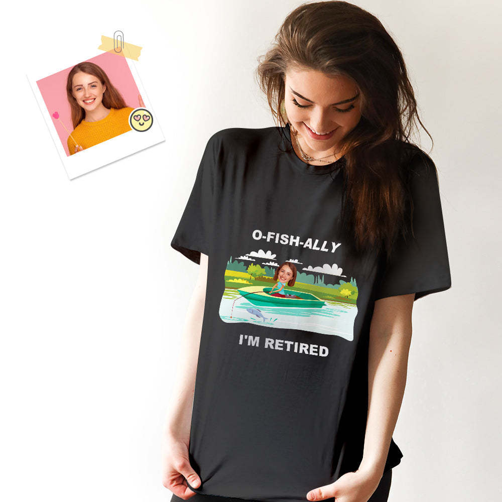 Benutzerdefiniertes Gesicht T-shirt Personalisiertes Gesicht Lässige Szene Lustiges Ruhestands-t-shirt Geschenk Für Rentner -