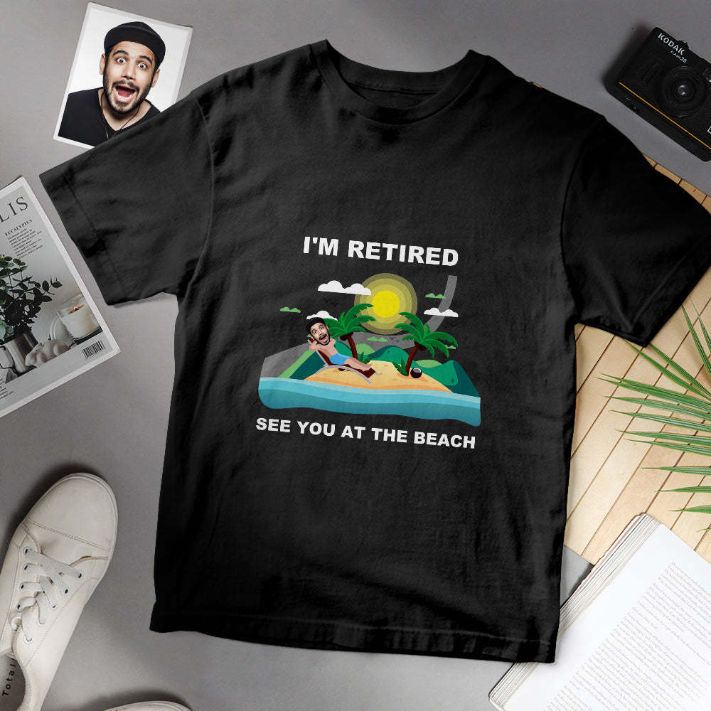Benutzerdefiniertes Gesicht T-shirt Personalisiertes Gesicht Lässige Szene Lustiges Ruhestands-t-shirt Geschenk Für Rentner -