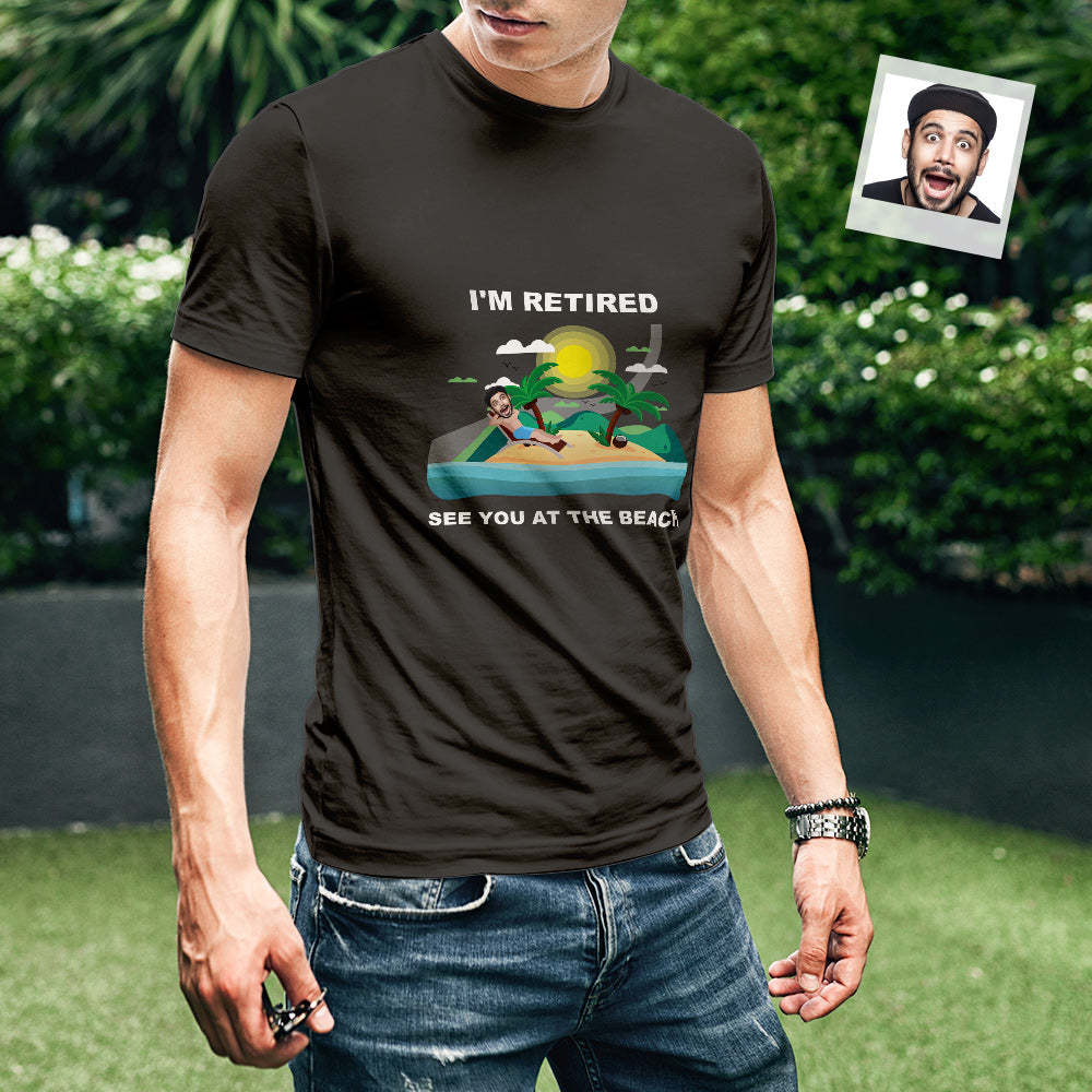 Benutzerdefiniertes Gesicht T-shirt Personalisiertes Gesicht Lässige Szene Lustiges Ruhestands-t-shirt Geschenk Für Rentner -