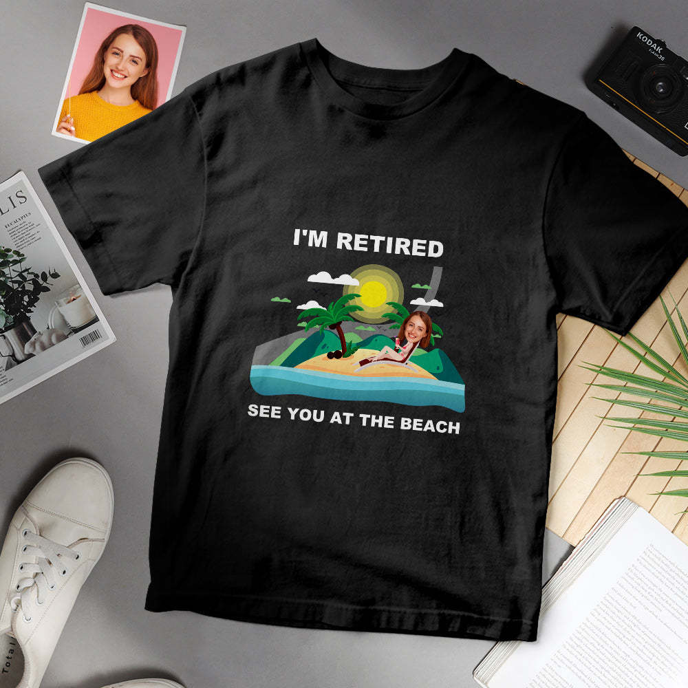 Benutzerdefiniertes Gesicht T-shirt Personalisiertes Gesicht Lässige Szene Lustiges Ruhestands-t-shirt Geschenk Für Rentner -
