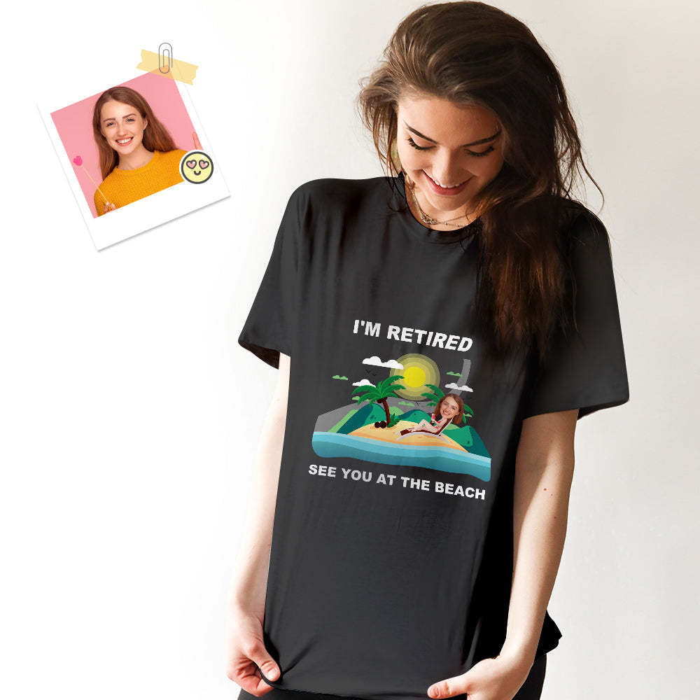 Benutzerdefiniertes Gesicht T-shirt Personalisiertes Gesicht Lässige Szene Lustiges Ruhestands-t-shirt Geschenk Für Rentner -