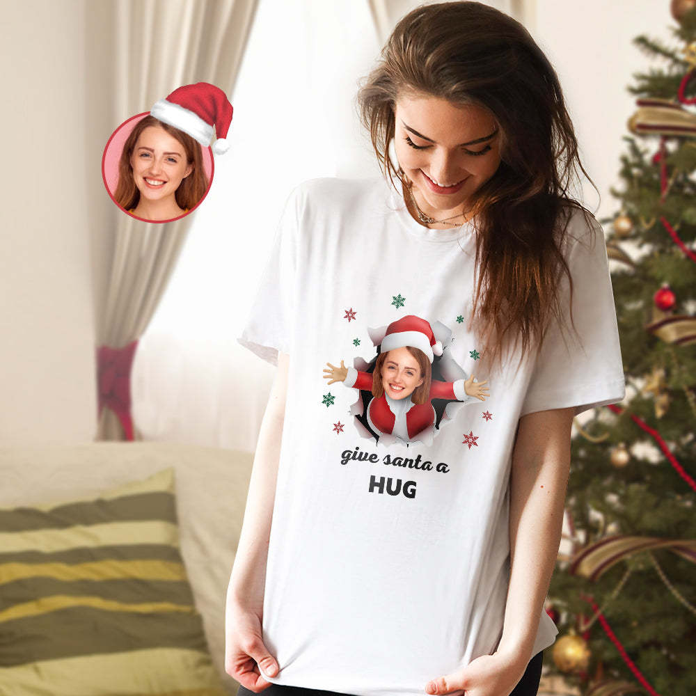 Kundenspezifisches Gesichts-t-shirt Geben Sie Sankt Eine Umarmungs-personalisierte Weihnachtsgeschenke -