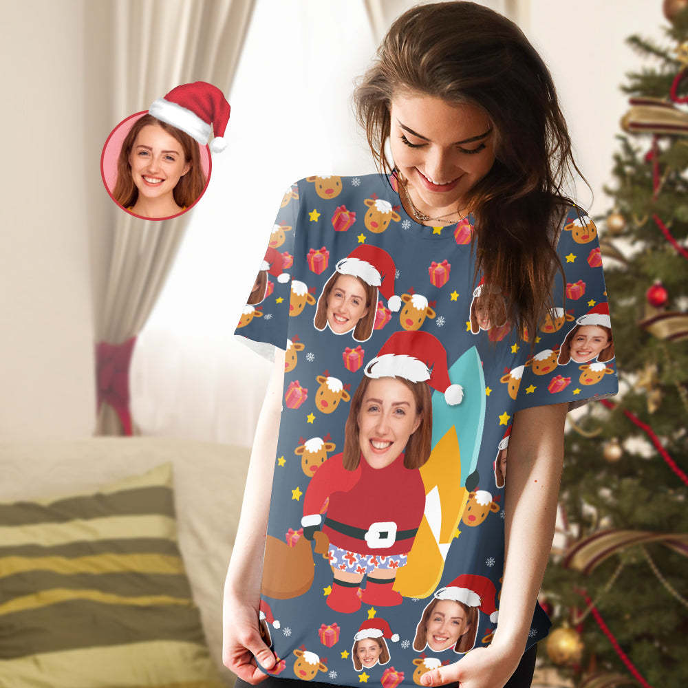 Kundenspezifisches Gesichts-t-shirt Surfende Weihnachtsgeschenke Sankt - 