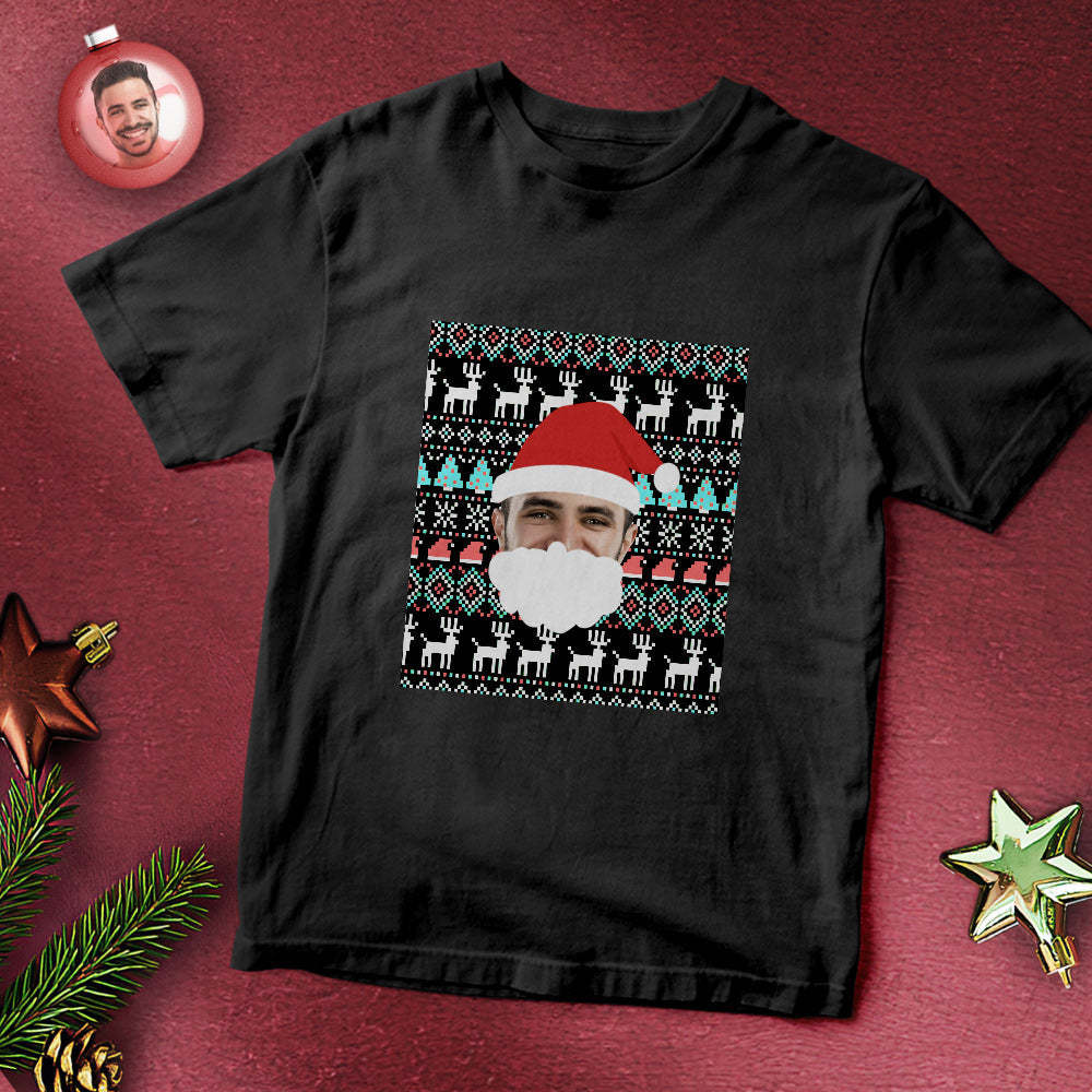 Kundenspezifisches Gesichts-t-shirt Sankt-weihnachtsgeschenke -