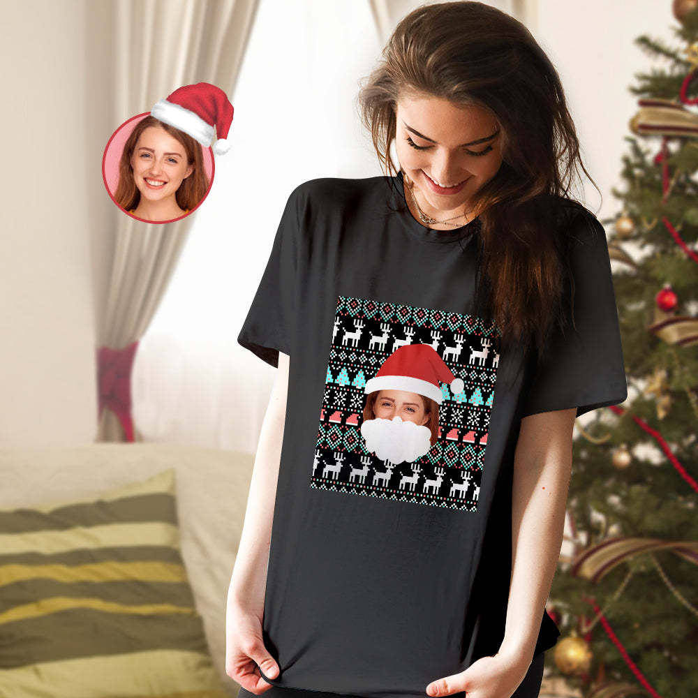 Kundenspezifisches Gesichts-t-shirt Sankt-weihnachtsgeschenke -