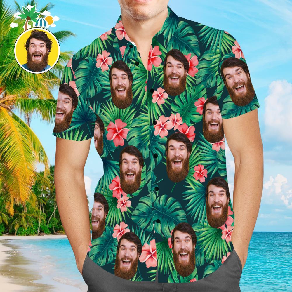 Benutzerdefinierte Hawaii-hemden Rote Blumen Design Online-vorschau Personalisiertes Aloha Beach-hemd Für Männer - 