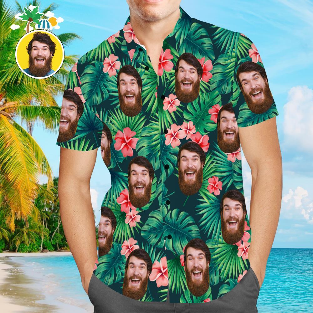 Benutzerdefinierte Hawaii-hemden Rote Blumen Design Online-vorschau Personalisiertes Aloha Beach-hemd Für Männer -