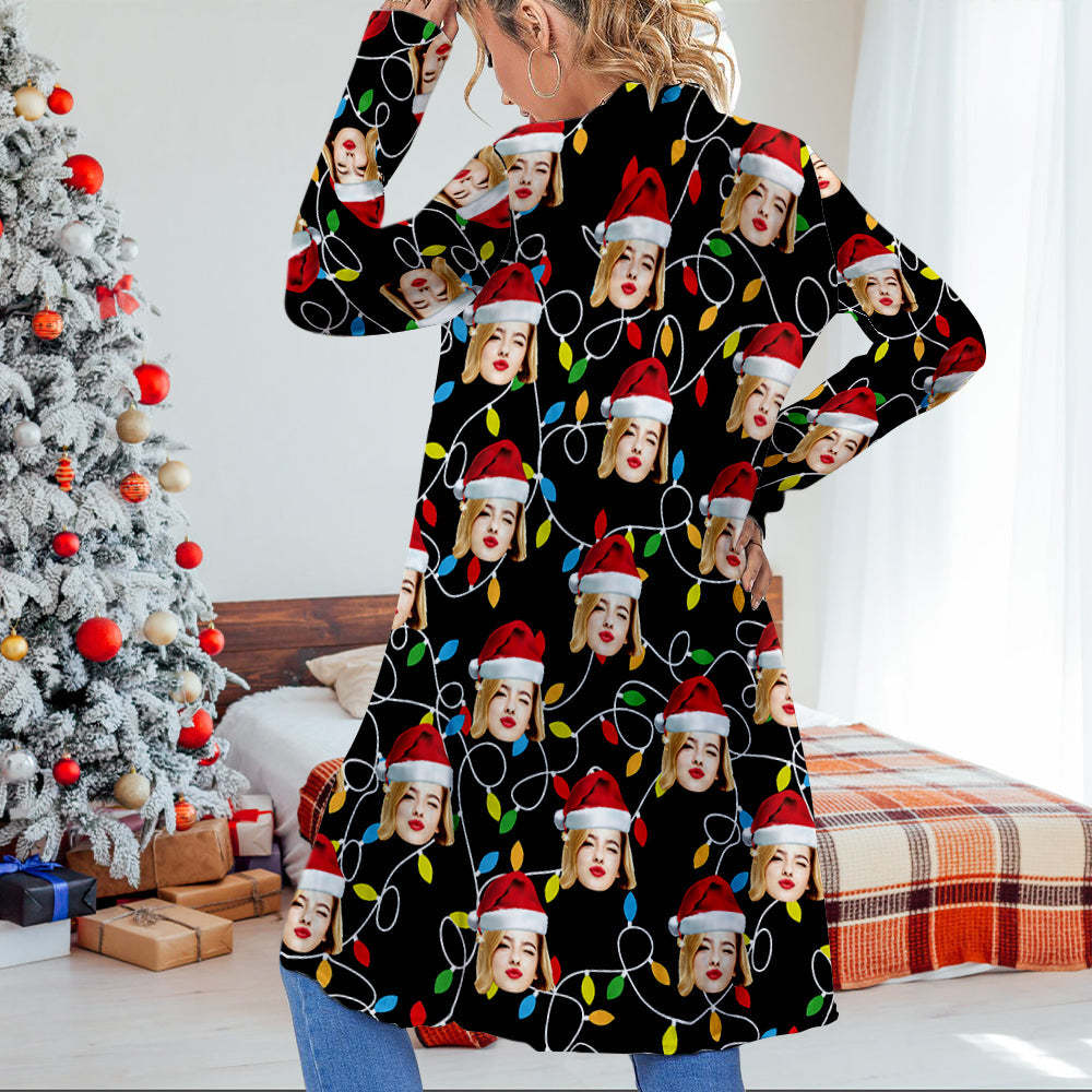 Personalized Face Christmas Cardigan Women Open Front Cardigans for Christmas Gifts - 