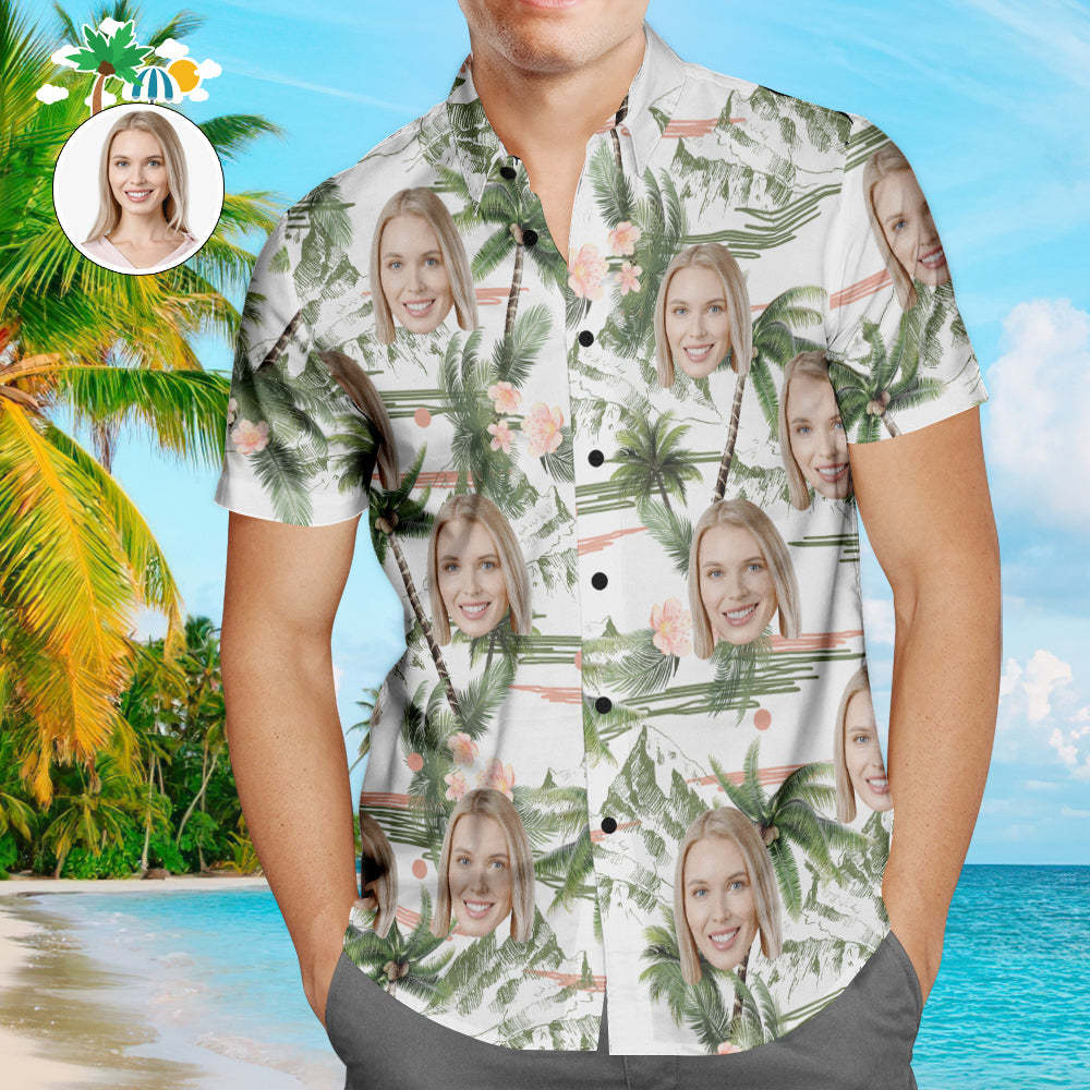 Benutzerdefiniertes Gesicht Online-vorschau Personalisiertes Hawaiihemd Mit Kokosnussbaumdruck - 