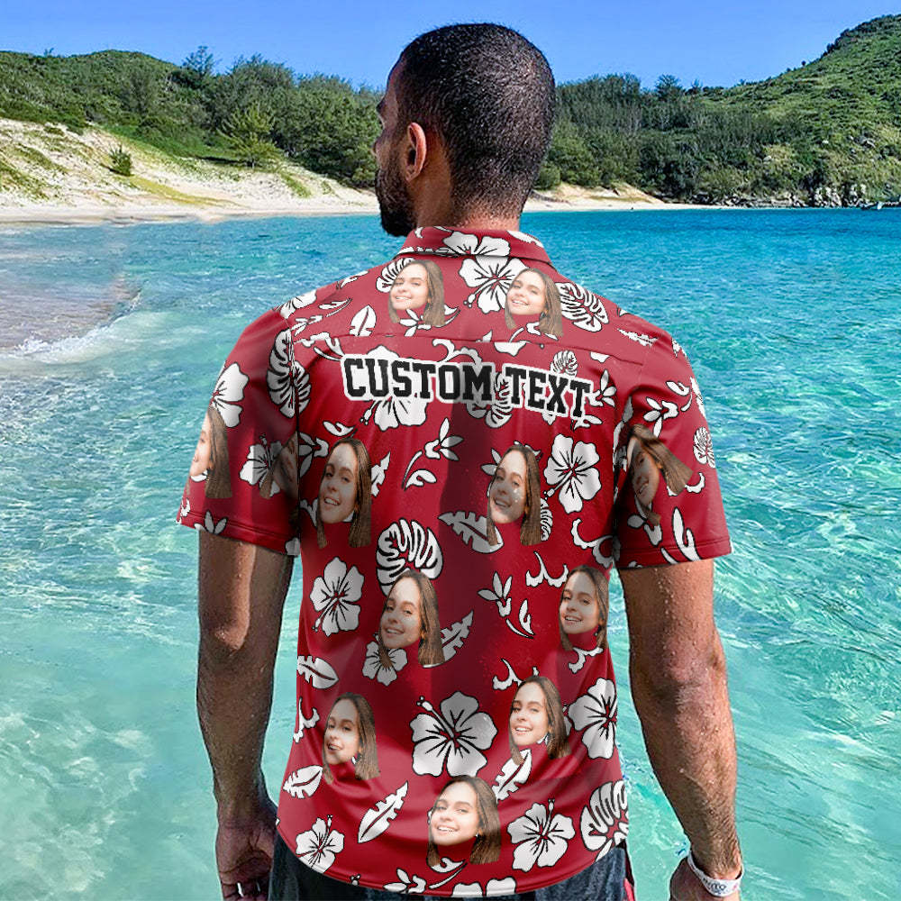 Benutzerdefinierte Hawaii-hemden Rote Blumen Online-vorschau Personalisiertes Aloha Beach-hemd Für Männer -