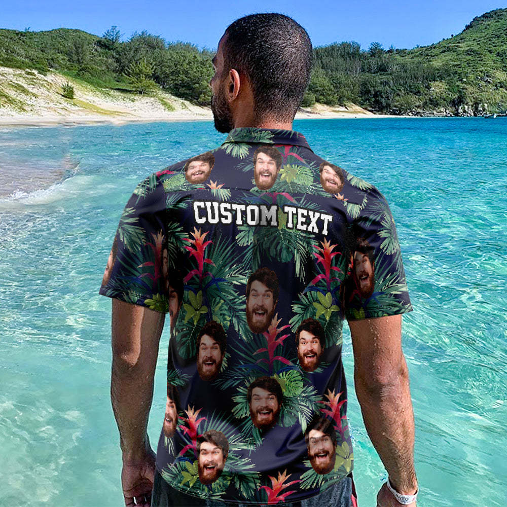Benutzerdefinierte Hawaiihemden Sommer Bunte Blätter Online-vorschau Aloha Beach Shirt Für Männer - 